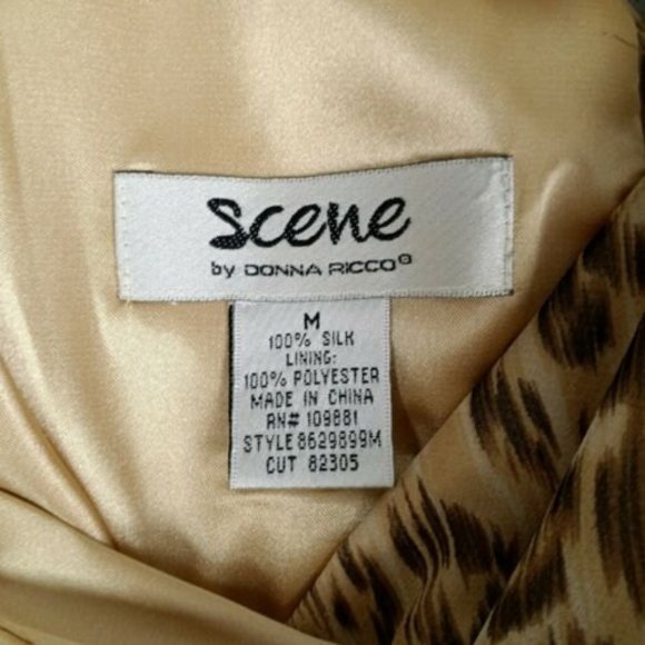 Scene By Donna Ricco Size M Leopard Print Flowy Halter Dress Silk Lining - Picture 5 of 10